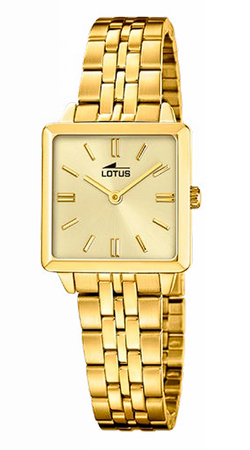 Reloj Lotus Mujer 19011/2 Acero Cuadrado Dorado Con Pulsera