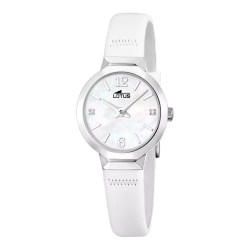 Reloj Lotus Mujer 19027/1 Piel Blanca Acero Plateado