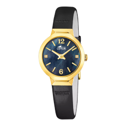 Reloj Lotus Mujer 19029/3 Piel Negra Acero Dorado