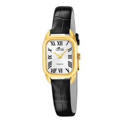Reloj Lotus Mujer 19042/2 Piel Negra Acero Dorado Analógico