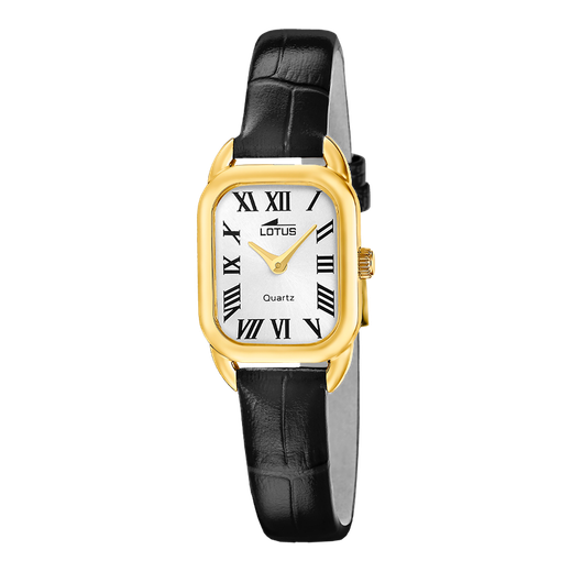 Reloj Lotus Mujer 19042/2 Piel Negra Acero Dorado Analógico