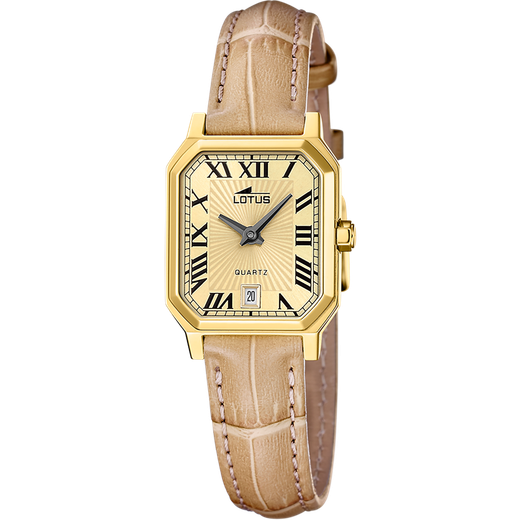 Reloj Lotus Mujer 19083/2 Piel Marrón Claro Acero Dorado Analógico