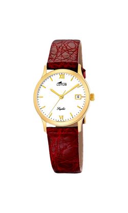 Lotus 18kt Gold Damenuhr 154/2 braunes Leder