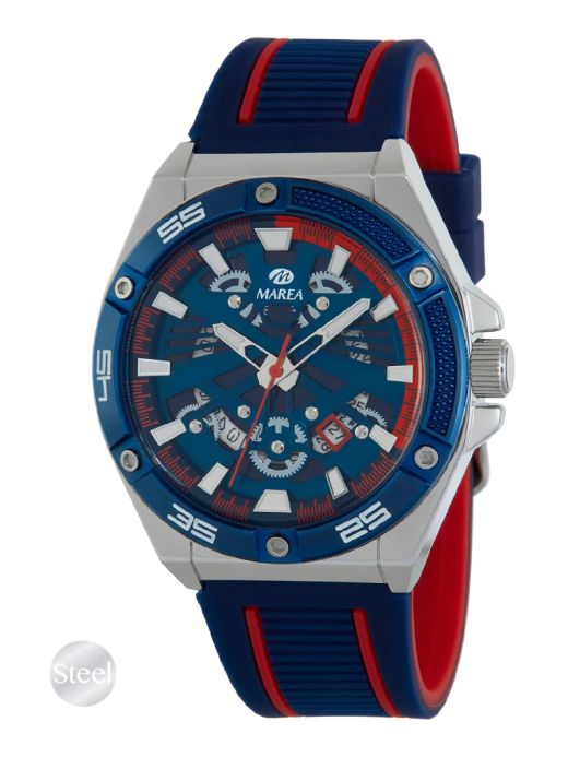 Reloj Marea Hombre B35376/3 Sport Azul Bicolor Rojo Acero Analógico