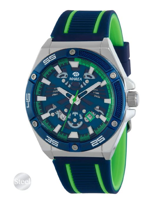 Reloj Marea Hombre B35376/5 Sport Azul Bicolor Verde Acero Analógico