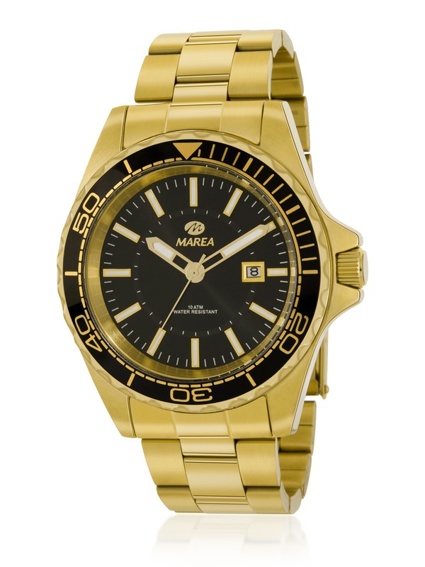 Marea masculino: reloj dorado de diseño