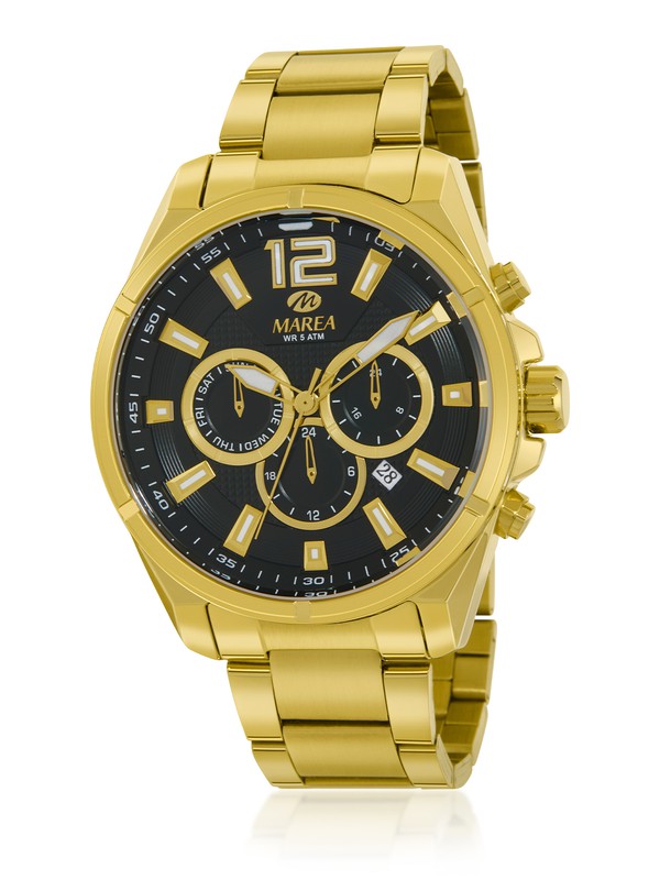 Marea masculino: reloj dorado de diseño