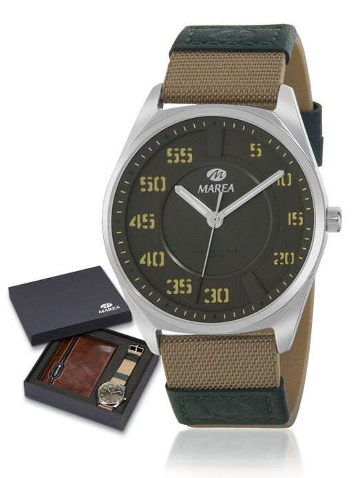 Marea Men's Watch B54240/7 Brown Nylon + Wallet