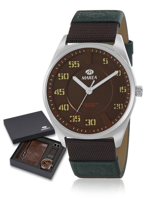Reloj Marea Hombre B54240/8 Nylon Marrón Oscuro + Billetera