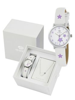 Reloj Marea Infantil Comunión Niña B41273/6 Estrella Piel Blanca y Pulsera de Plata