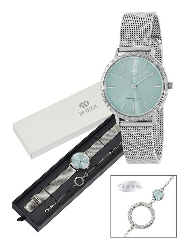 Lastig Ontaarden Aktentas Marea Woman stalen horloge B41255 / 12 mat zilveren armband — Joyeriacanovas