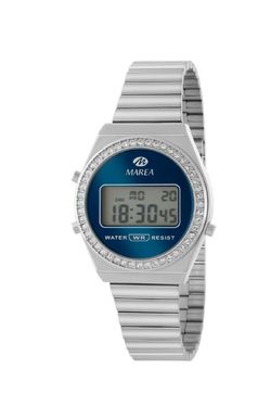 Reloj Marea Mujer B35380/2 Fancy Lcd Azul Circonitas Acero Plateado Digital