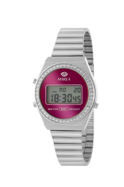 Reloj Marea Mujer B35380/3 Fancy Lcd Rosado Circonitas Acero Plateado Digital