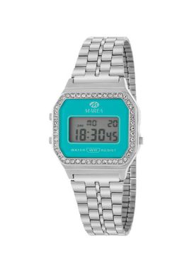 Reloj Marea Mujer B35381/2 Fancy Lcd Azul Circonitas Acero Plateado Digital