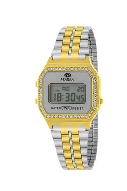 Reloj Marea Mujer B35381/3 Fancy Lcd Circonitas Acero Plateado Bicolor Dorado Digital