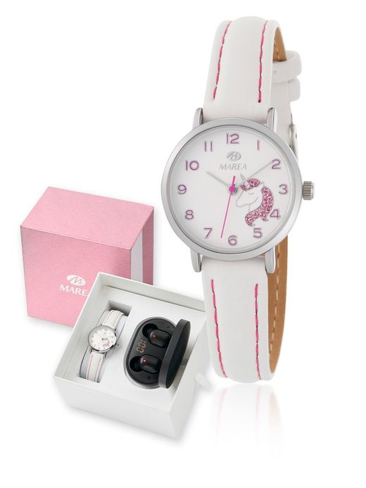Marea Girl Watch B41304/2 Fuchsia Licorne Noir Casque Bluetooth Communion Pack