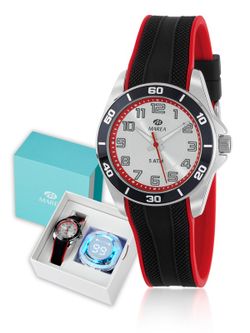 Reloj Marea Nińo B35373/3 Sport Negro Bicolor Rojo + Earphones