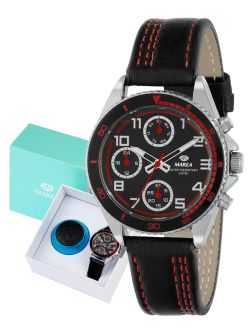 Marea Children's Watch B41430/2 Black Leather Two-Tone Red Steel Analog Chronograph