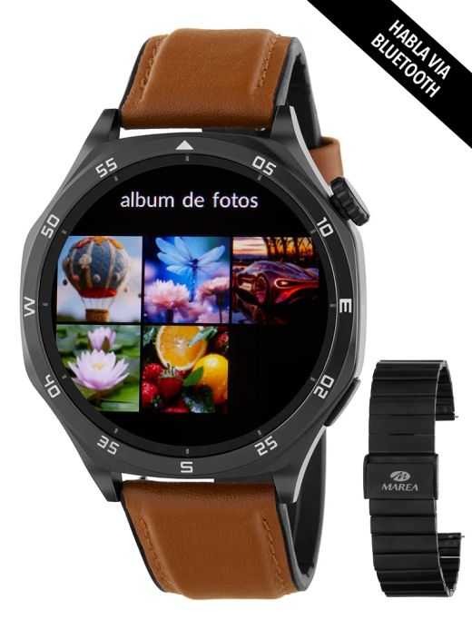 Reloj Marea Smartwatch B58016/10 Piel Marrón Acero Negro