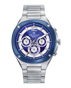 Reloj Mark Maddox Hombre HM1021-35 Acero Plateado Bicolor Azul Cronógrafo Analógico