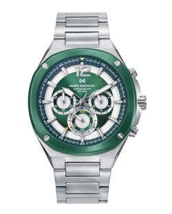 Reloj Mark Maddox Hombre HM1021-65 Acero Plateado Bicolor Verde Cronógrafo Analógico