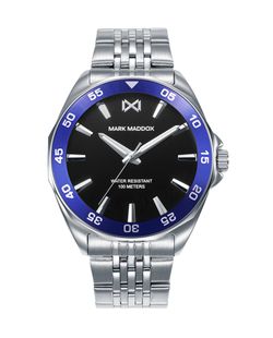 Reloj Mark Maddox Hombre HM1022-57 Acero Plateado Bicolor Azul Analógico