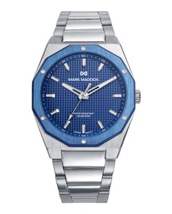 Reloj Mark Maddox Hombre HM1030-37 Acero Bicolor Azul Analógico