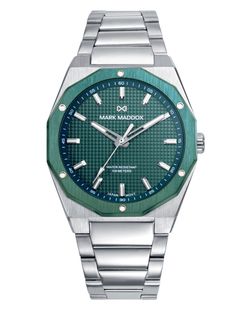 Reloj Mark Maddox Hombre HM1030-67 Acero Bicolor Verde Analógico