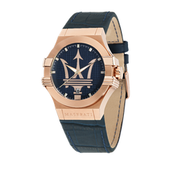 Reloj Maserati Hombre R8851108027 Potenza Piel Azul Acero Rose Analógico