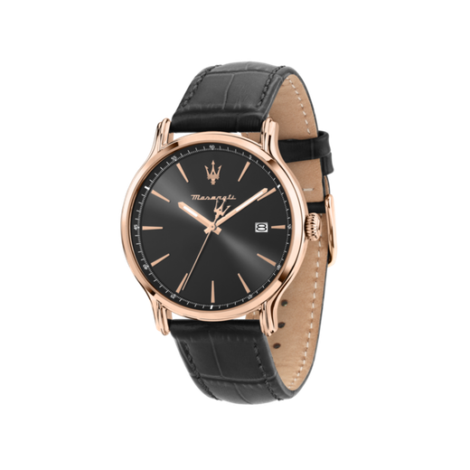 Reloj Maserati Hombre R8851118019 Piel Negra Acero Rose Analógico