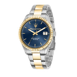 Reloj Maserati Hombre R8853100027 Competizione Azul Acero Plateado Bicolor Dorado Analógico
