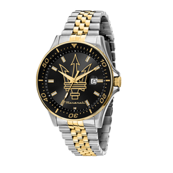 Reloj Maserati Hombre R8853140009 Sfida Acero Plateado Bicolor Dorado Analógico