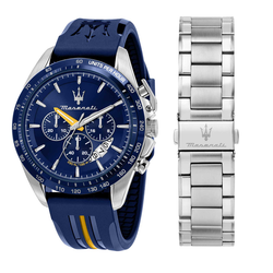 Reloj Maserati Hombre R8871612039 Cronógrafo Acero Azul Bicolor Plateado
