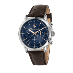 Reloj Maserati Hombre R8871618014 Epoca Cronógrafo Piel Marrón Acero Plateado Analógico