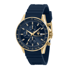 Reloj Maserati Hombre R8871640004 Sfida Azul Cronógrafo Acero Dorado Bicolor Azul Analógico