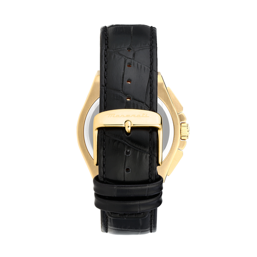 Reloj Maserati Hombre R8871653001 Piel Negra Acero Dorado Cronógrafo Analógico