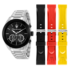 Reloj Maserati Hombre R8873612062 Traguardo Negro Cronógrafo Acero Plateado Analógico