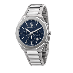 Reloj Maserati Hombre R8873642006 Stile Azul Cronógrafo Acero Plateado Analógico