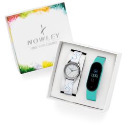 Reloj Nowley Juvenil 8-0973-0-2 Piel Blanca + Reloj Digital Azul