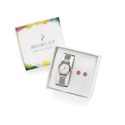 Reloj Nowley Niña 8-0975-0-3 Acero + Pendientes Flor