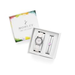 Reloj Nowley Niña 8-0976-0-1 Piel Blanca + Pulsera Corazon Rosa