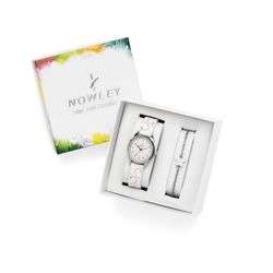 Reloj Nowley Niña 8-0976-0-3 Piel Blanca + Pulsera Corazon Rojo