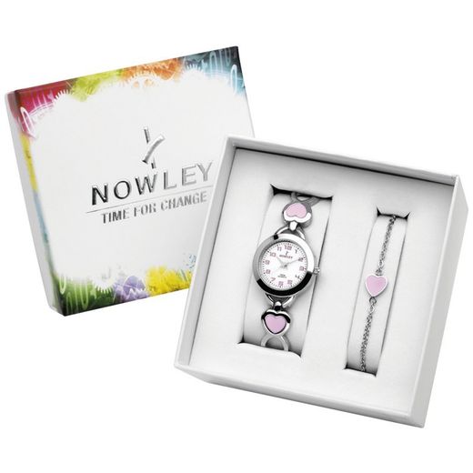 Nowley pigeur 8-5996-0-3 Pink tofarvet stål + Pink hjertearmbånd