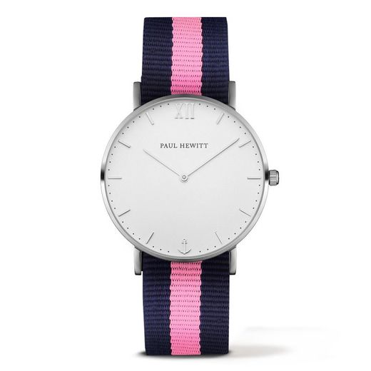 Montre Paul Hewitt pour homme PH-SA-S-ST-W-NLP-20S en nylon bleu bicolore rose