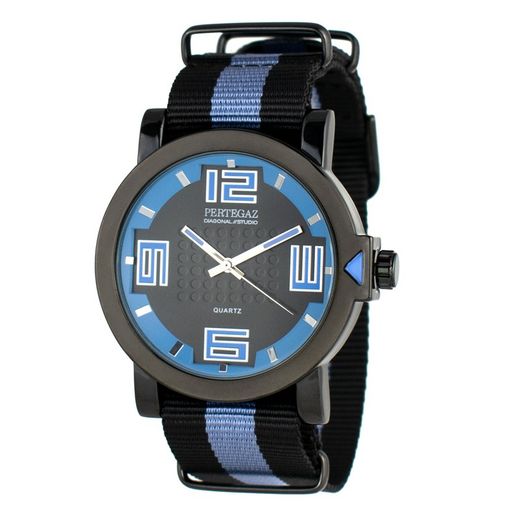 Orologio da uomo Pertegaz PDS-023-NA in nylon nero bicolore blu