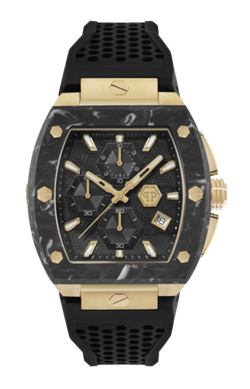 Reloj Philipp Plein Hombre PWHHA0226 Sport Negro Cronógrafo Acero Negro Bicolor Dorado Analógico