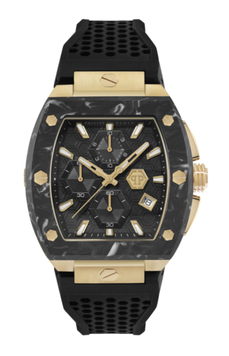 Reloj Philipp Plein Hombre PWHHA0226 Sport Negro Cronógrafo Acero Negro Bicolor Dorado Analógico