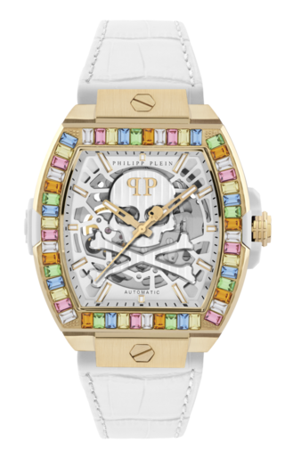 Reloj Philipp Plein Hombre PWJHA0326 Piel Blanca Acero Dorado Automático
