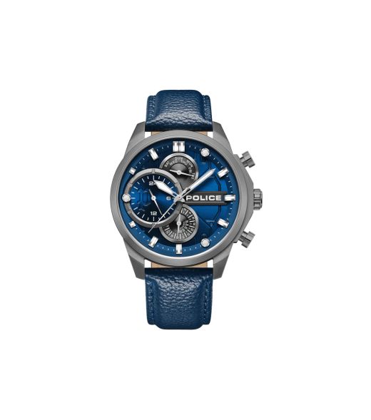 Reloj Police Hombre PEWGF0039202 Piel Azul Cronógrafo Acero Negro Analógico
