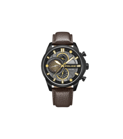 Reloj Police Hombre PEWGF0039203M Piel Marrón Cronógrafo Acero Negro Analógico